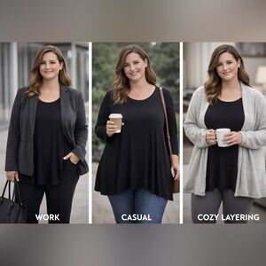 Coldwater Creek 2X Black Swing Tunic Top Long Sleeve Flowy Stretch Plus Size